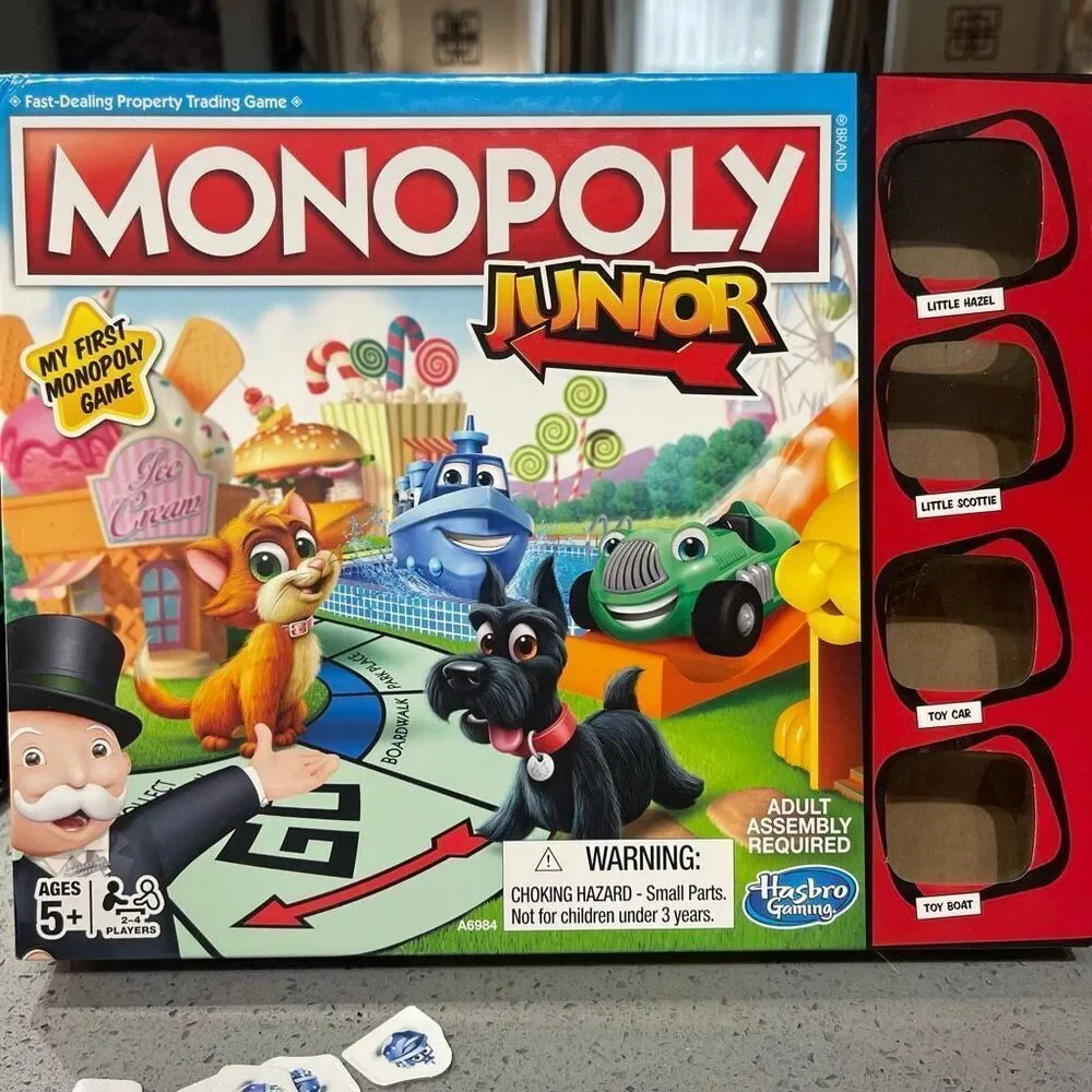 Monopoly Junior board game little Hazel and Scotty toy car and boat